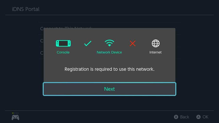 Debería fallar con el mensaje "Se solicita registro para usar esta red". Su ISP puede bloquear el DNS personalizado, en ese caso intente con otro Wi-Fi.