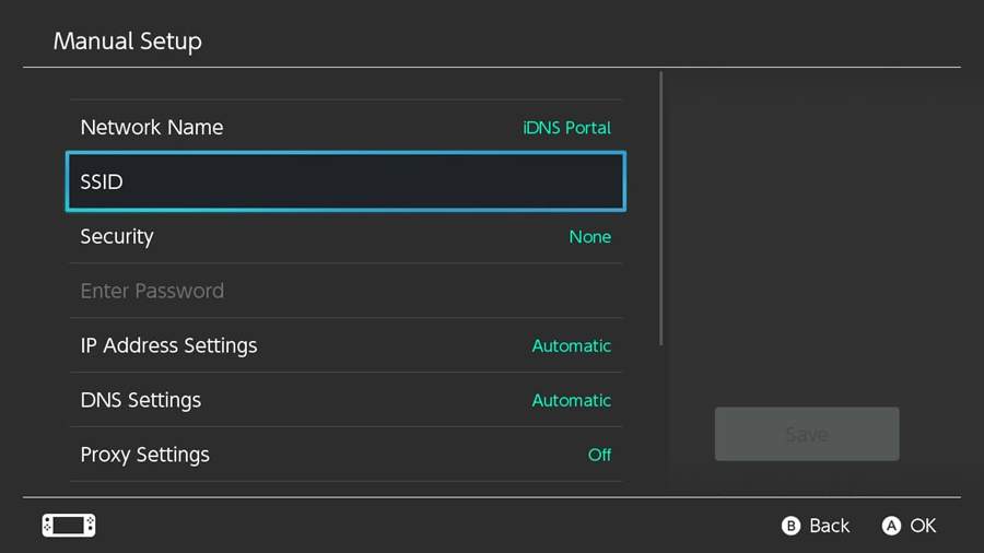 Enter iDNS Portal as Network Name, and your local Wi-Fi network name as SSID