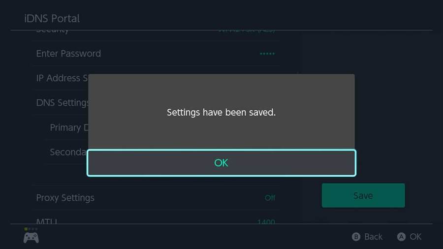 Save settings